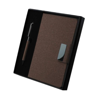 Caderno com caneta