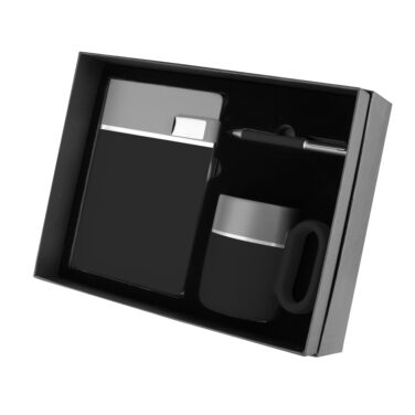 Kit escritório Caderno, Caneca e Caneta Metalica