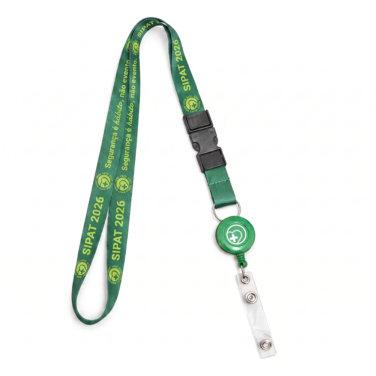 Cordão de crachá com engate de segurança e roller clip